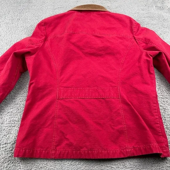 LL Bean Jacket Womens Large Red Adirondack Barn Chore Field Coat Flannel Lined - Picture 6 of 10